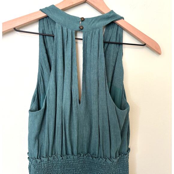 Anthropologie Bionda Plisse Jumpsuit Size Medium Turquoise - Picture 7 of 13